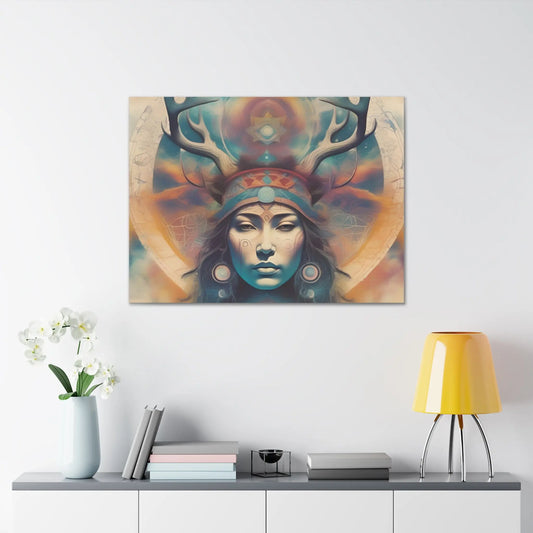 Vibrant Psychedelic Elk Goddess Art Print - Native American Inspired Decor Printify