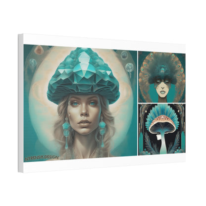 Teal Peacock Mushroom Goddess Decorative Wall Art Printify