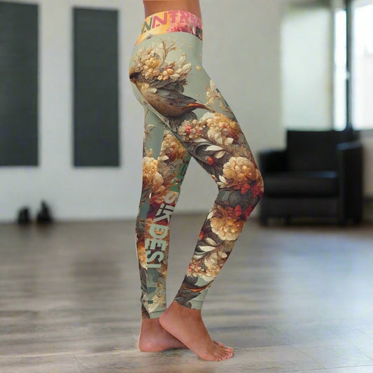 Comfortable Yoga Leggings, Colorful Leggings Design, Bird Leggings, Yoga Stretch Pants, Leggings Nature Yoga Pants. Printify