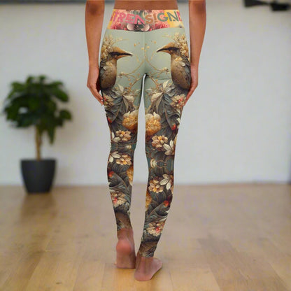 Comfortable Yoga Leggings, Colorful Leggings Design, Bird Leggings, Yoga Stretch Pants, Leggings Nature Yoga Pants. Printify