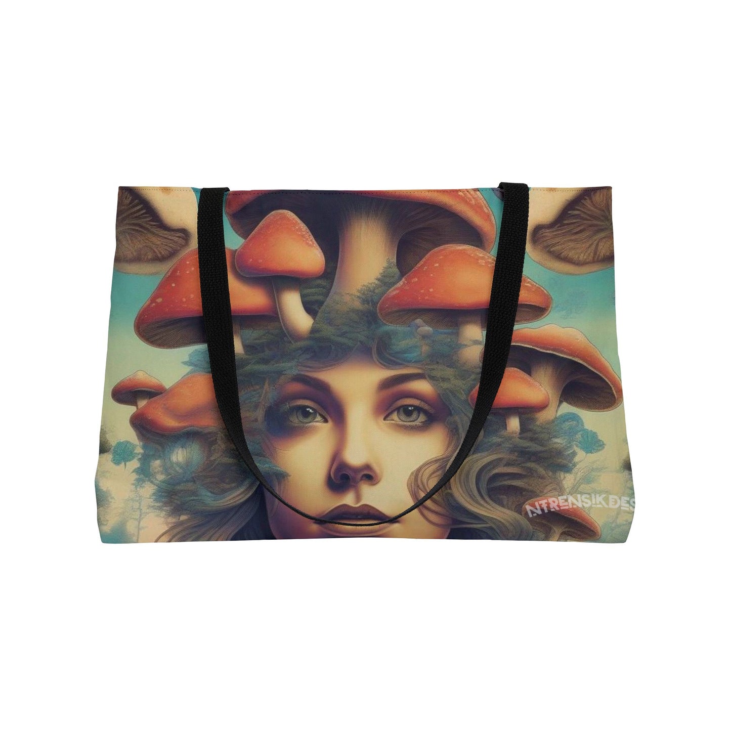 Mushroom Goddess Lithograph Boho Tote Bag - Ethereal Weekend Travel Printify