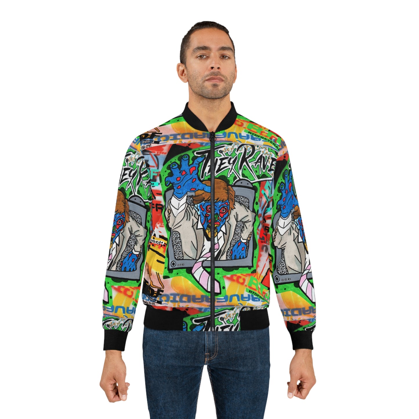 RTDFRAVERADIO THEY RAVE Bomber Jacket Printify