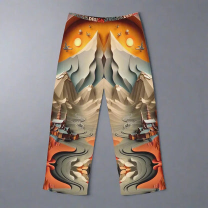 Abstract Ember Waves Pajama Pants - Radiate the Night - Fiery Artistic Design Printify