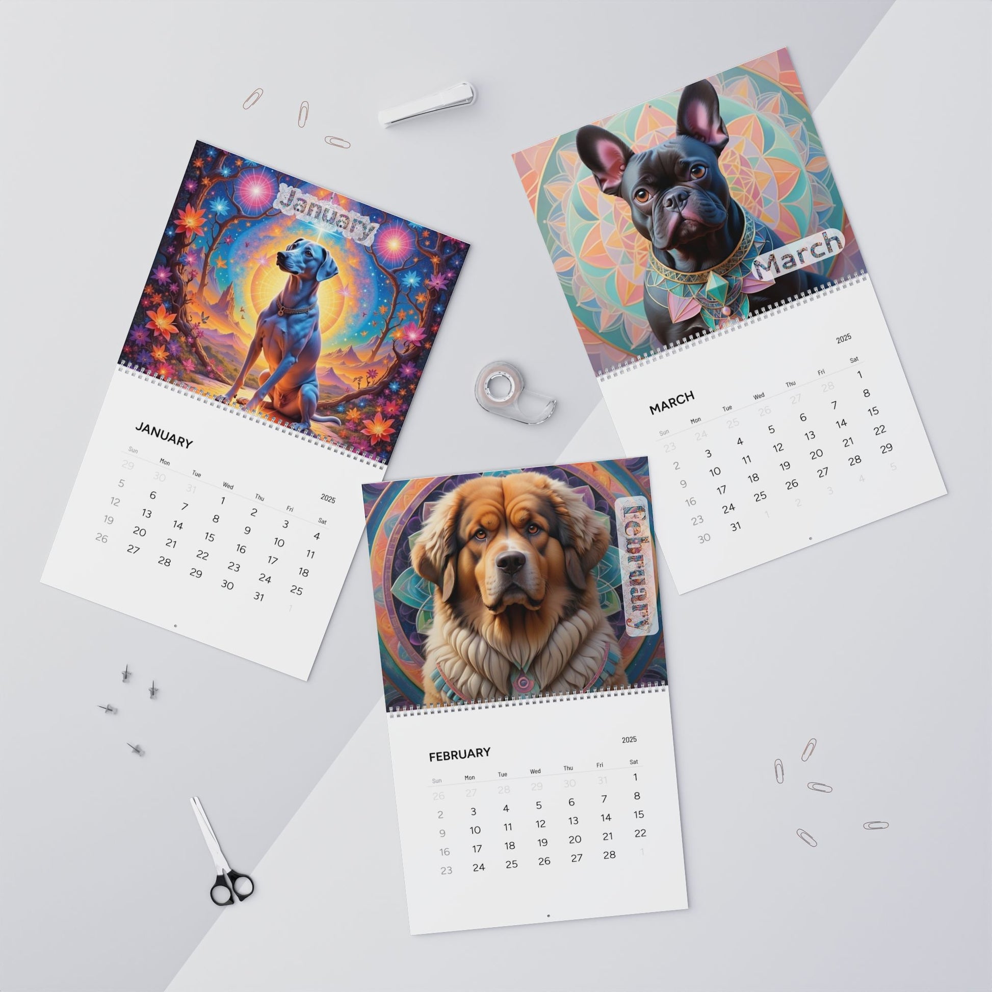 2025 Ntrensik Designs - Sacred Geometry Dog Calendar Printify