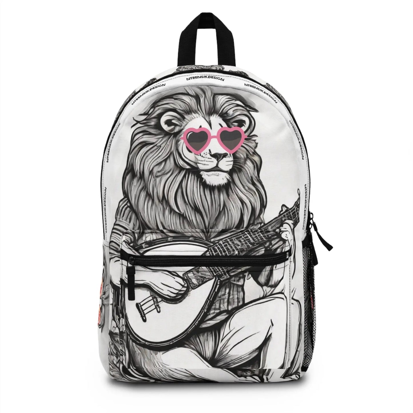 The Lion Sings Tonight Backpack with Pink Heart Sunglasses Durable School Bag Gift for Teens Printify