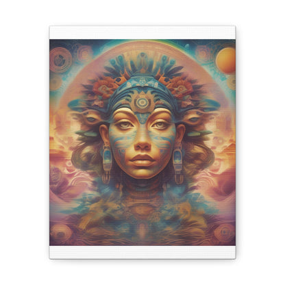 Vibrant Psychedelic Mayan Art Goddess Canvas Print - Unique Wall Art Printify