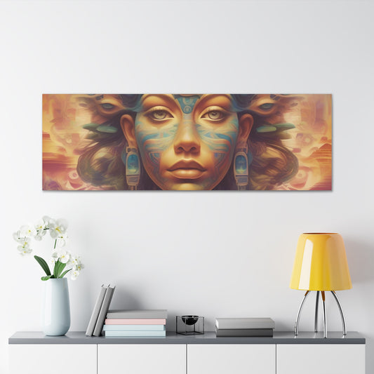 Vibrant Psychedelic Mayan Art Goddess Canvas Print - Unique Wall Art Printify