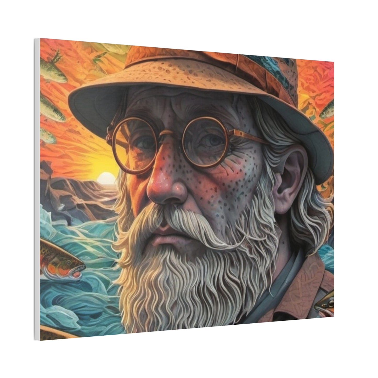 "The Fisherman's Odyssey: Reflections of Time and Nature" Printify