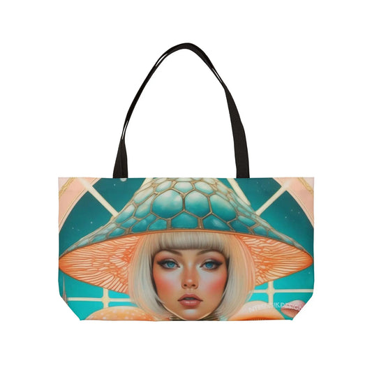 Mushroom Goddess Boho Weekend Tote Bag: Handmade Ethereal Travel Bag | Spiritual Carry-All | Ntrensik Designs Printify