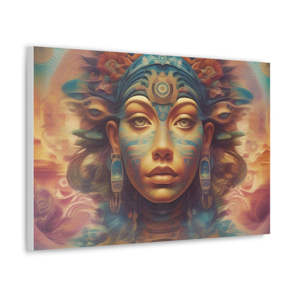 Vibrant Psychedelic Mayan Art Goddess Canvas Print - Unique Wall Art Printify