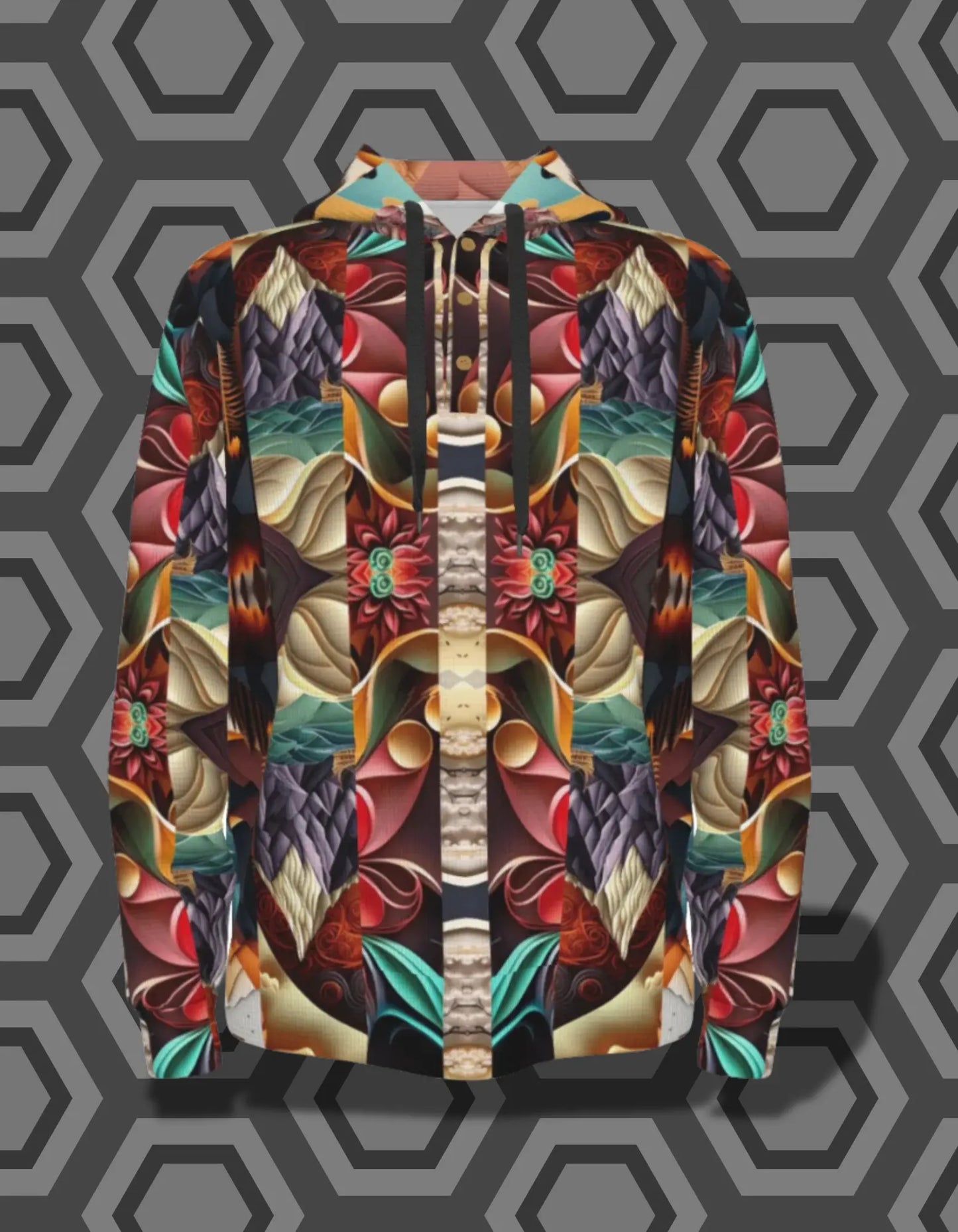 Colorful Geometric Hoodie – Unisex Bold Abstract Pattern, Perfect for Casual Wear, and Festivals. Yoycol