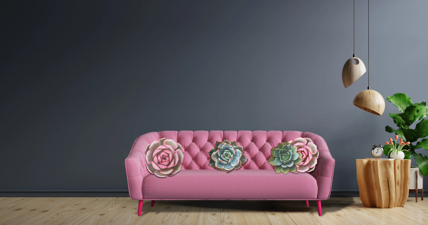 Pink Succulent sofa pillow Printify