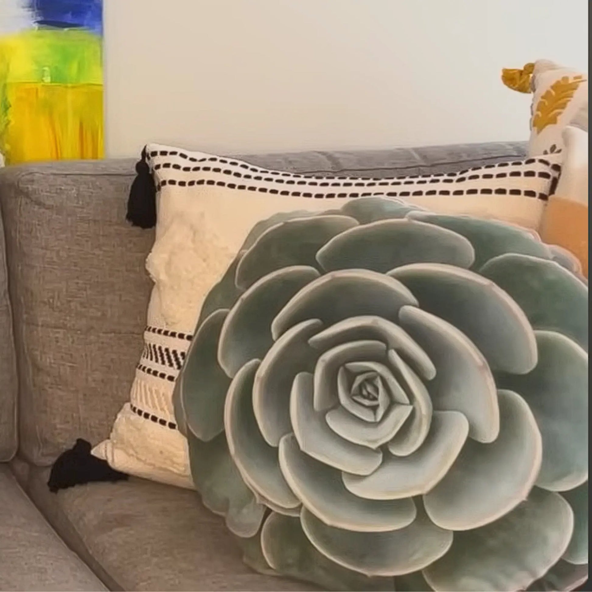 Pink Succulent sofa pillow Printify